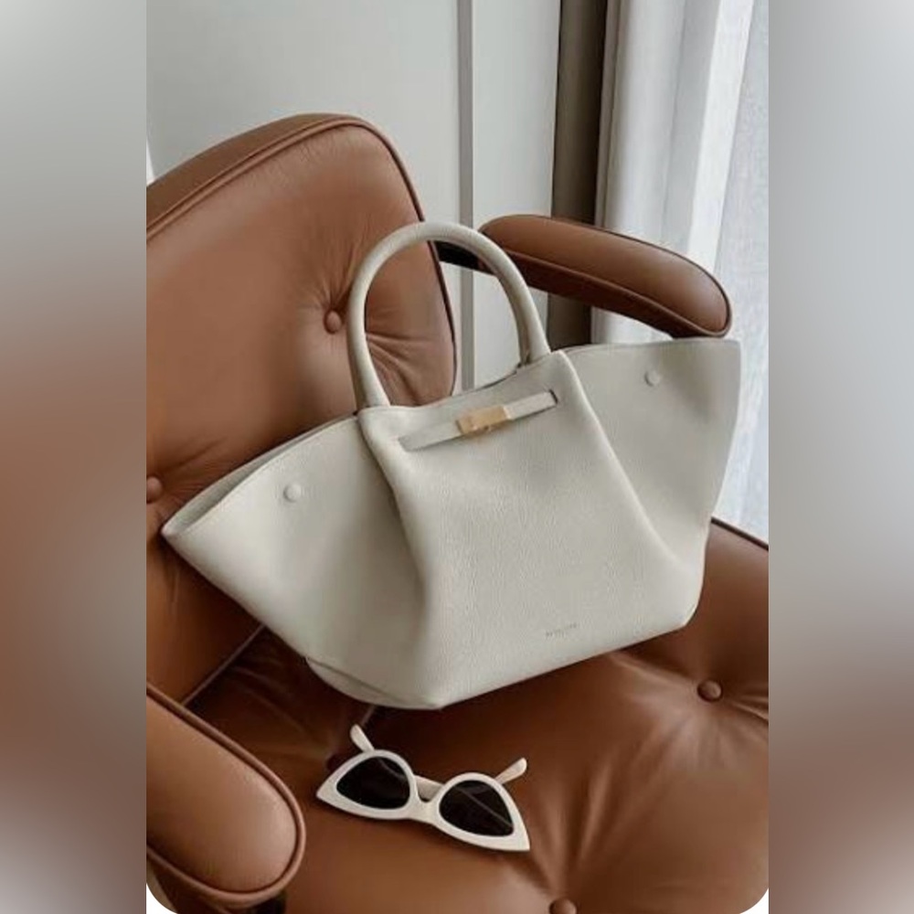 DeMellier Pebbled Leather Tote in Light Gray with Gold Hardware - Picture 8 of 8